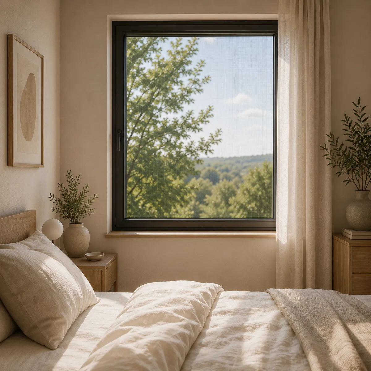 Spannrahmen-Insektenschutz an einem Fenster (Symbolbild)
